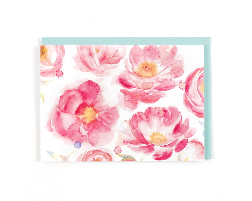 CORAL PEONIES CARD